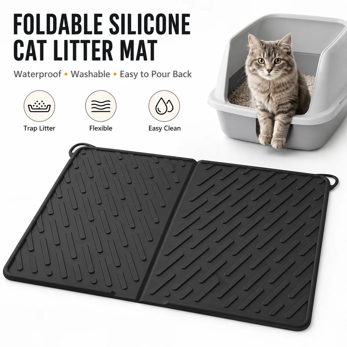 Extra Large Silicone Cat Litter Mat – Foldable & Waterproof Cat Litter Mat Axl