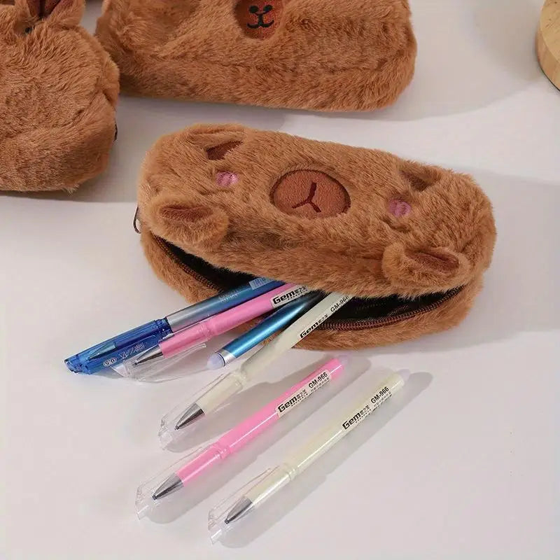 Capybara Plush Pencil Case – Large Capacity Stationery Pouch Plush Pencil Case Axl