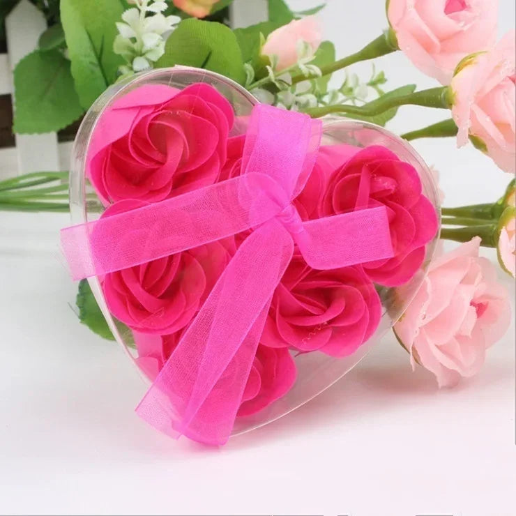 Rose Flower Soap Gift Box 6 Pcs – Wedding & Valentine's Favour Novelty Soap Gift Set Axl
