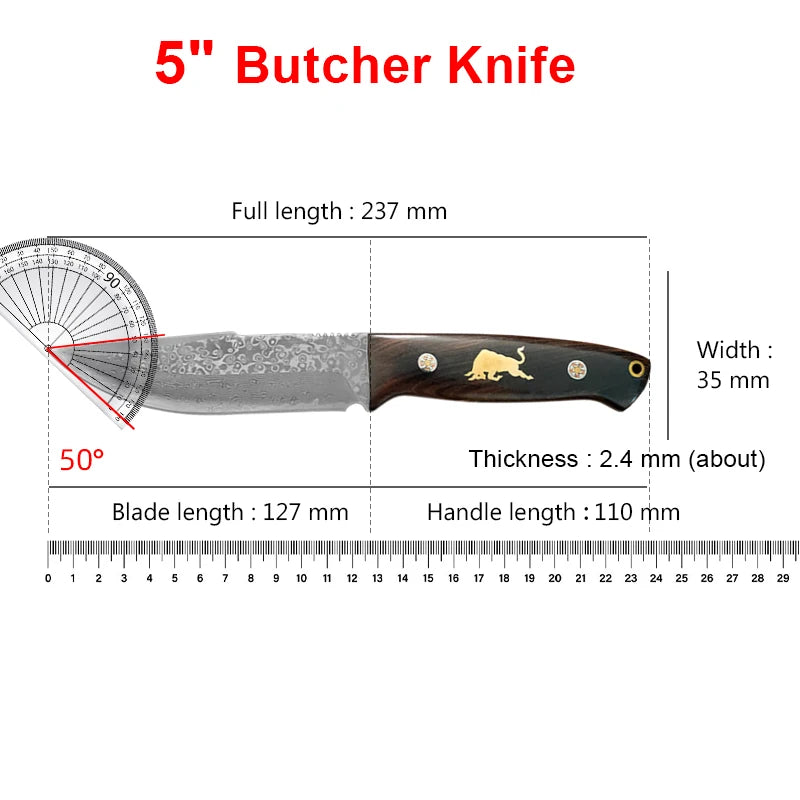 Damascus VG10 Kitchen Knife – Wood Handle Fruit & Veg Knife Damascus Kitchen Knife Axl