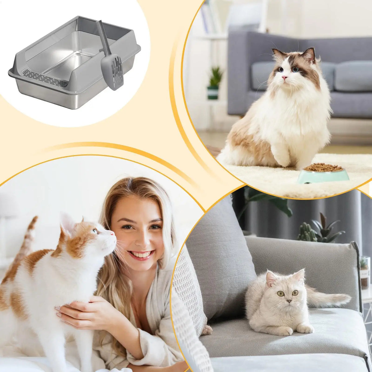 Semi-Enclosed Cat Litter Box with Scoop – Deep Basin & Splash Guard Cat Litter Box Axl