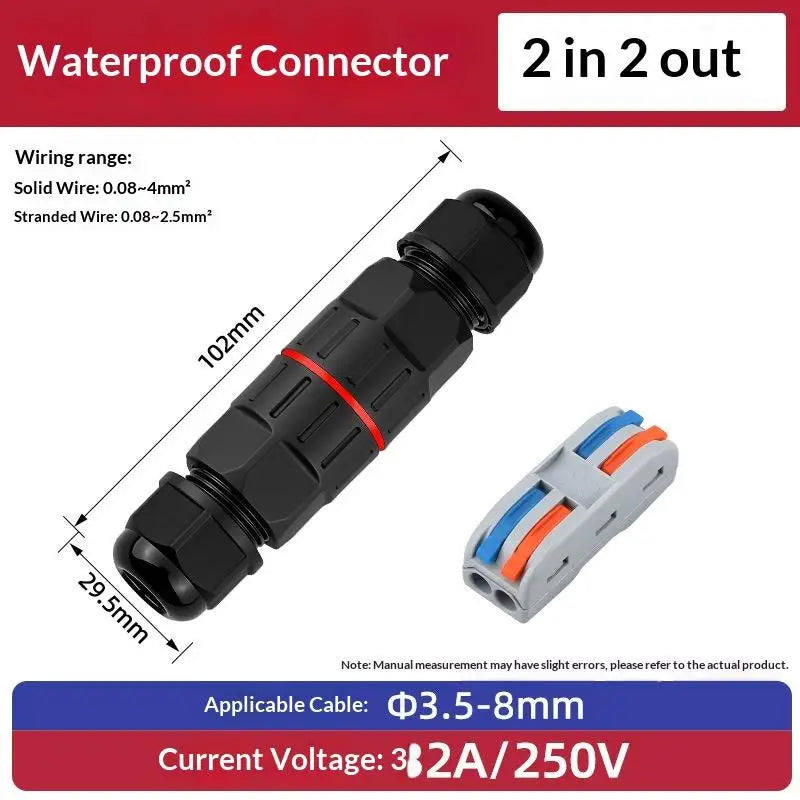 IP68 Waterproof Wire Connector 2-In 2-Out 2/3 Pin Terminal Waterproof Wire Connector Axl 2 pin 1PCS