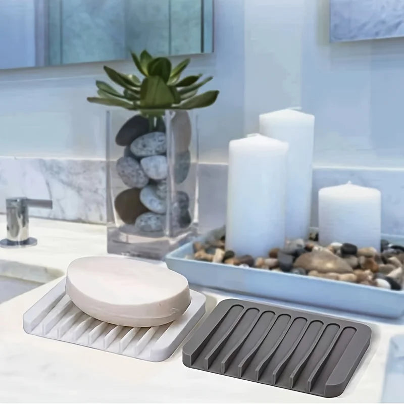 Silicone Soap Dish No Drill – Draining Non-Slip Soap Holder Soap Dish Axl
