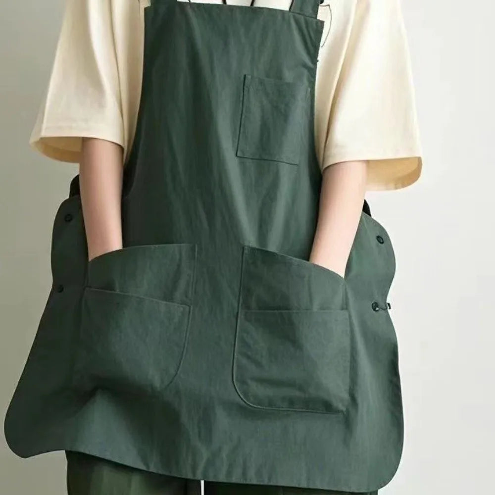 Unisex Cotton Waist Apron – Waterproof Double-Sided Workwear Kitchen Waist Apron Axl Green