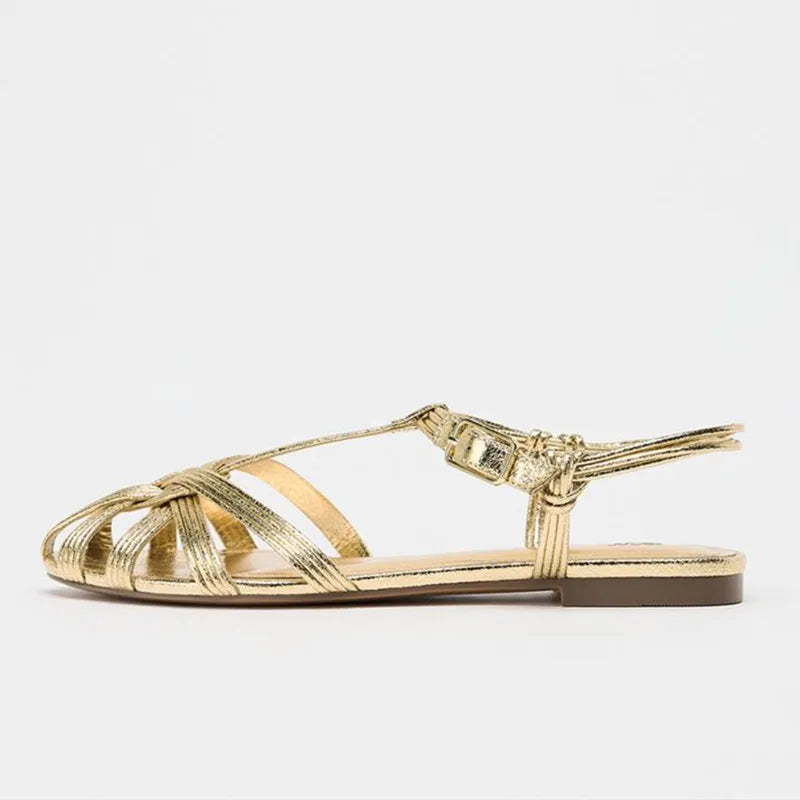 Women's Gold Gladiator Sandals – Ankle Strap Square Heel Gladiator Sandals Axl