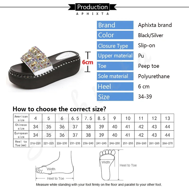 Women's Crystal Rhinestone Wedge Slides – Platform Beach Sandals Wedge Slide Sandals Axl