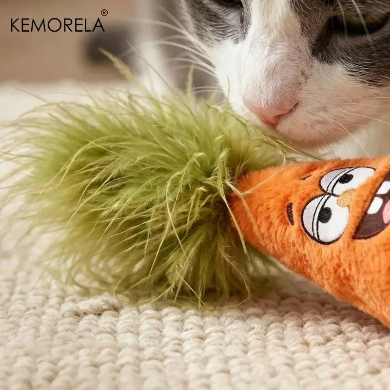 KEMORELA Feather Cat Tumbler Roly-Poly Wooden Toy Cat Tumbler Toy Axl
