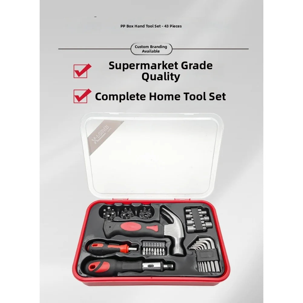 43-Piece Home Repair Tool Kit – Hammer, Ratchet & Sockets Hand Tool Set Axl