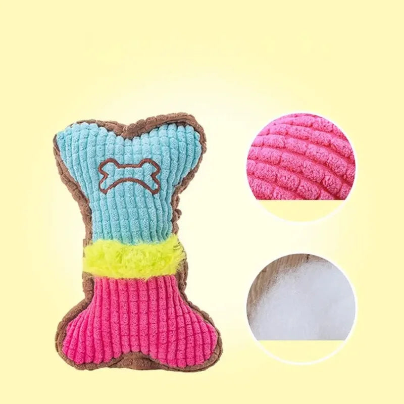 Squeaky Plush Bone Chew Toy for Small & Medium Dogs Squeaky Dog Toy Axl