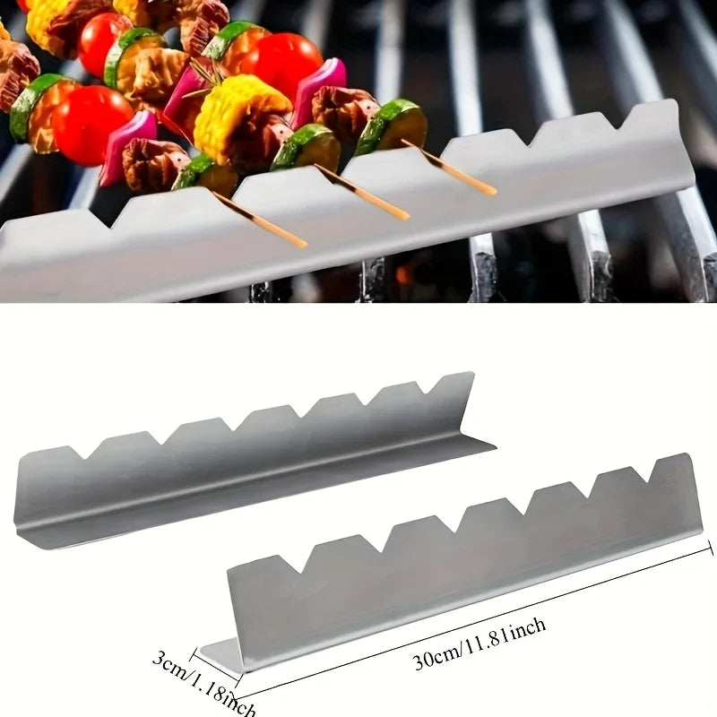 2-Pack Stainless Steel Kebab Rack & Skewer Holder for BBQ BBQ Skewer Rack Axl