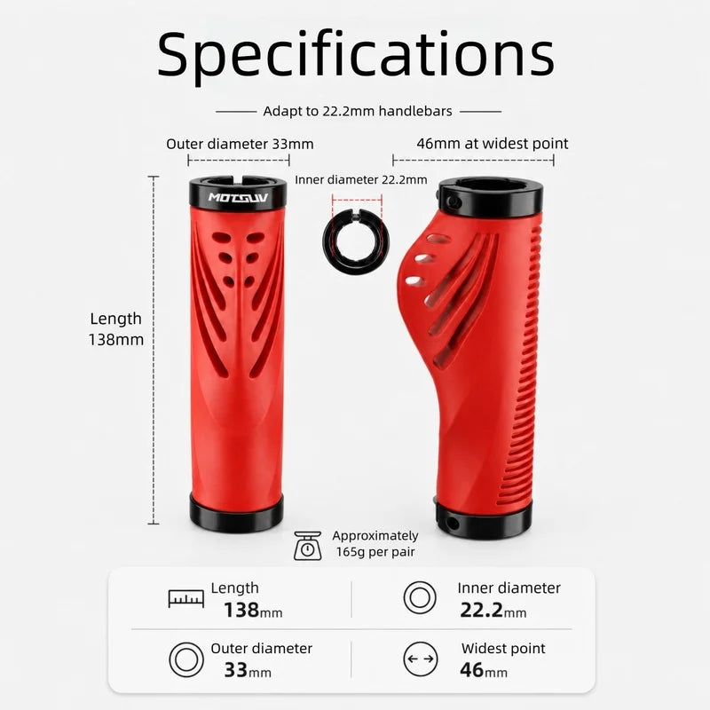 MTB Ergonomic Handlebar Grips – Dual Lock Aluminum Non-Slip Bike Handlebar Grips Axl