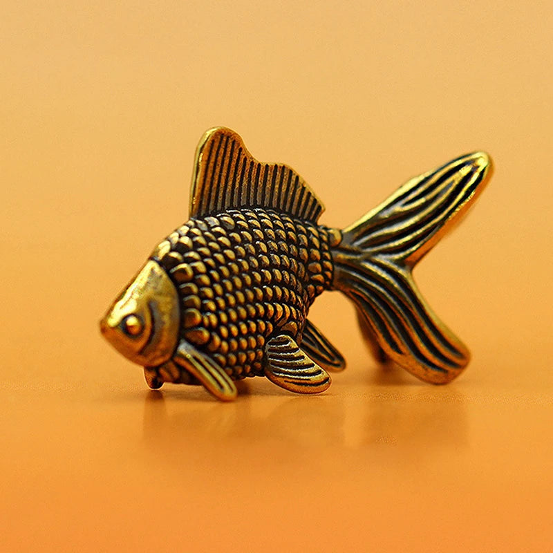 Retro Brass Goldfish Figurine – Lucky Animal Statue Home Decor Brass Figurine Axl