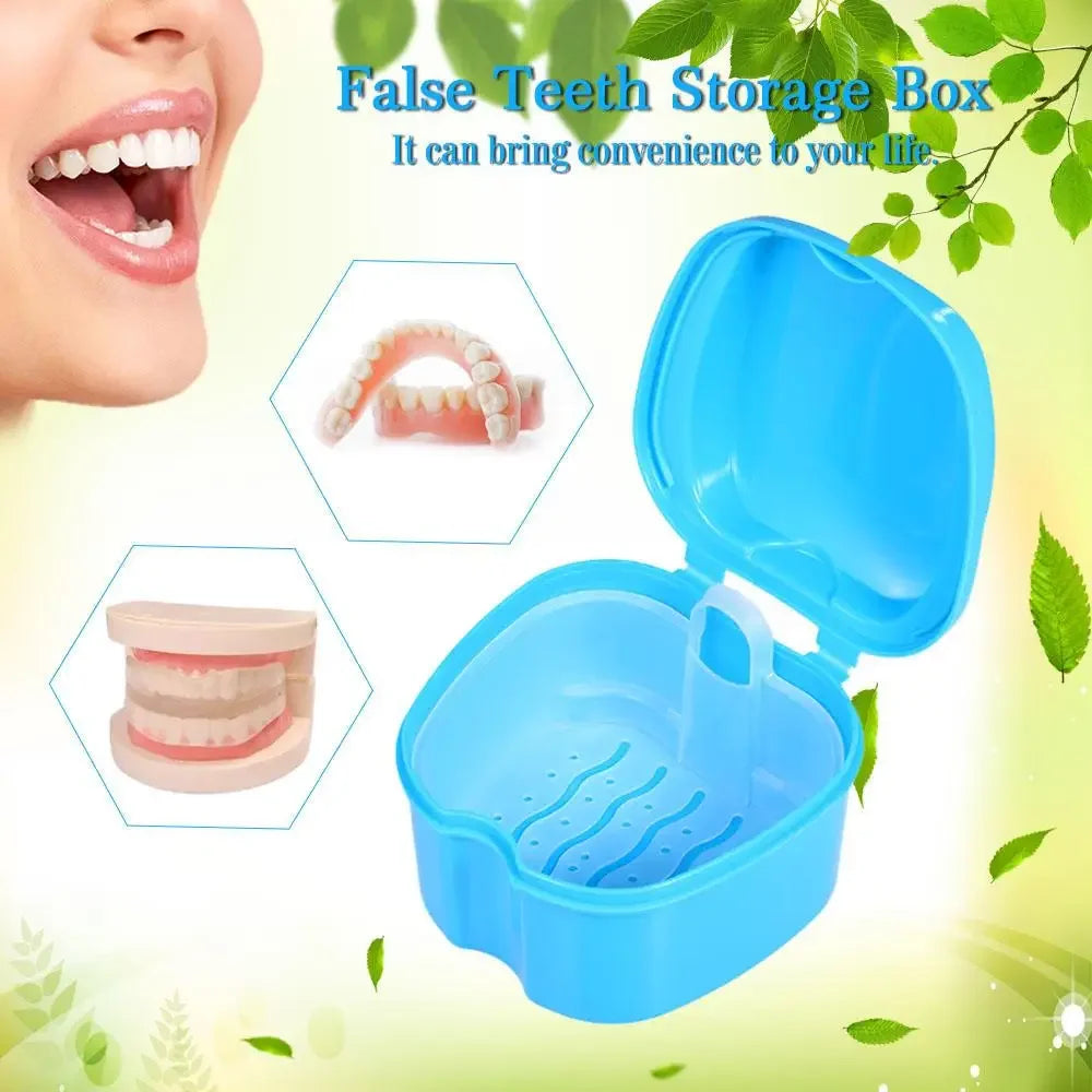 Portable Denture Storage Box with Cleaning Basket | Dental Case Denture Storage Case Axl