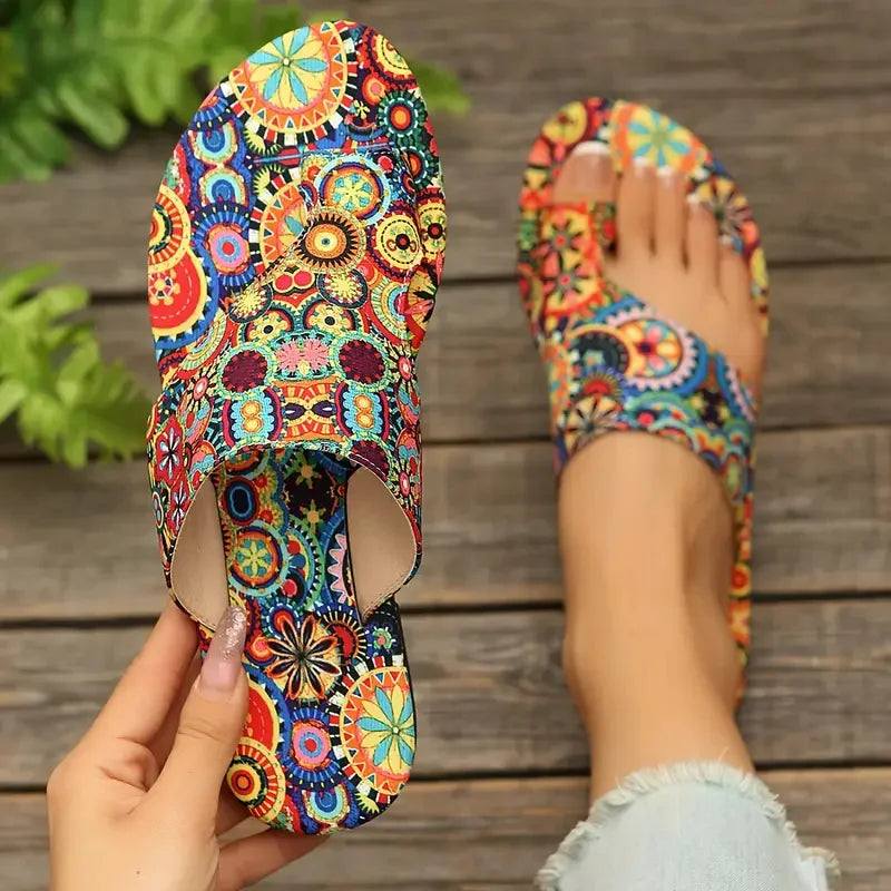 Women's Bohemian Flower Flip Flop Slides – Sizes EU 34–50 Women's Flip Flop Sandals Axl