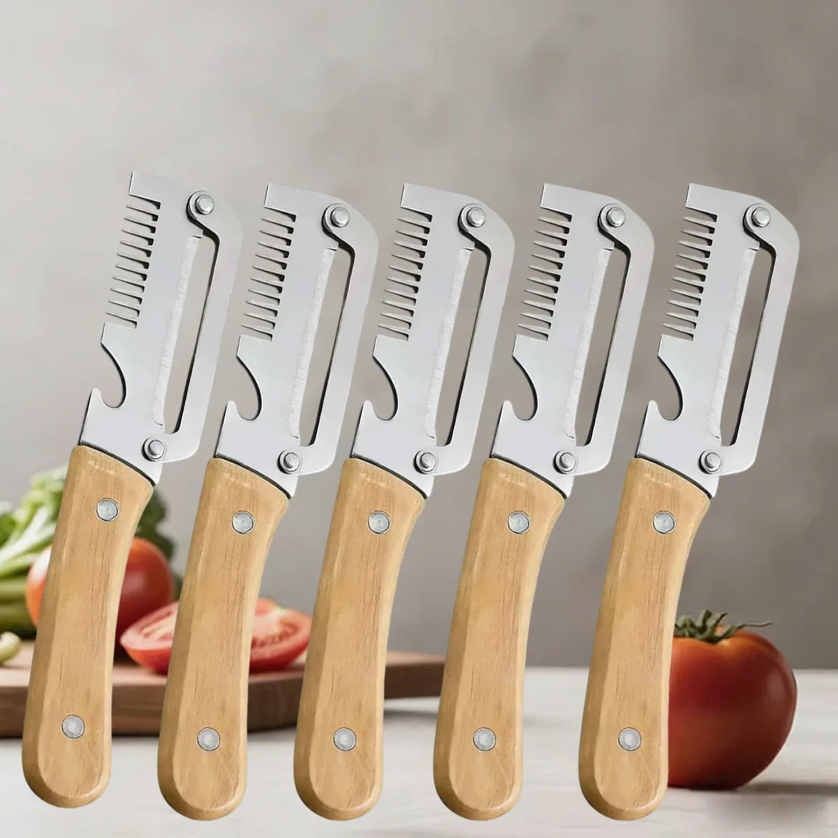 Stainless Steel Vegetable Peeler with Wooden Handle Vegetable Peeler Axl 5pcs-B