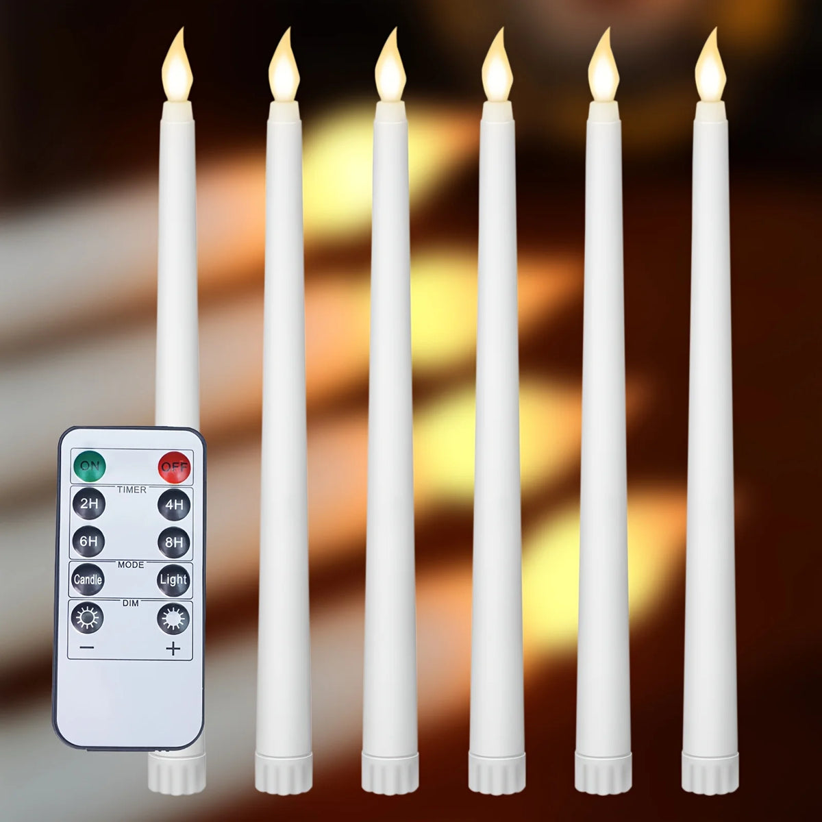 LED Flameless Taper Candles – 6/12 Pc Flickering Set Flameless Taper Candles Axl 6pcs with Remote