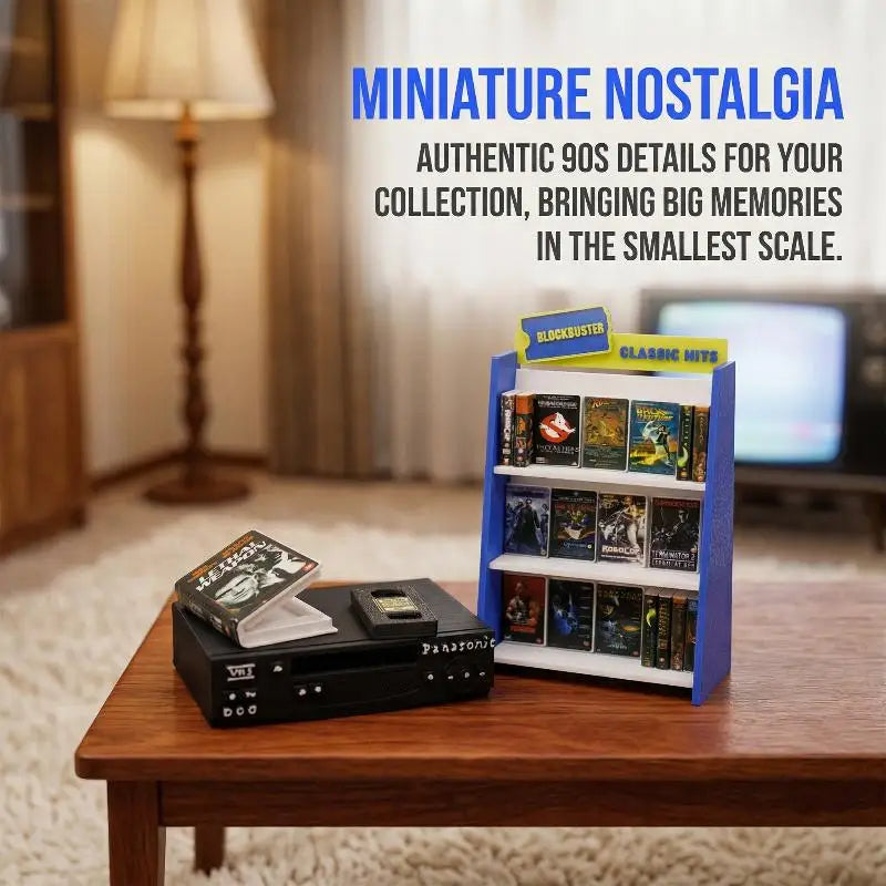 1/12 Dollhouse Retro Recorder & Video Tape Shelf Miniature Set Dollhouse Miniature Set Axl