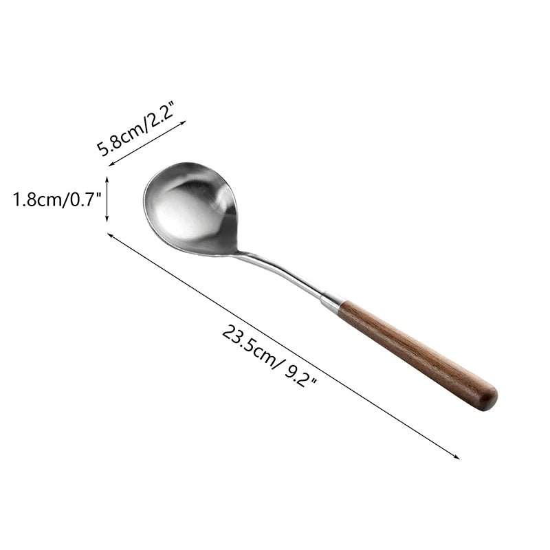 Stainless Steel Long Handle Spoon – Walnut Wood Stirring Spoon Kitchen Stirring Spoon Axl 1PCS