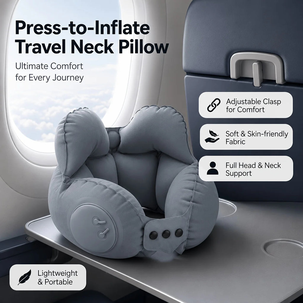 Portable Inflatable Travel Neck Pillow – Push-Button Air Cushion Inflatable Travel Pillow Axl