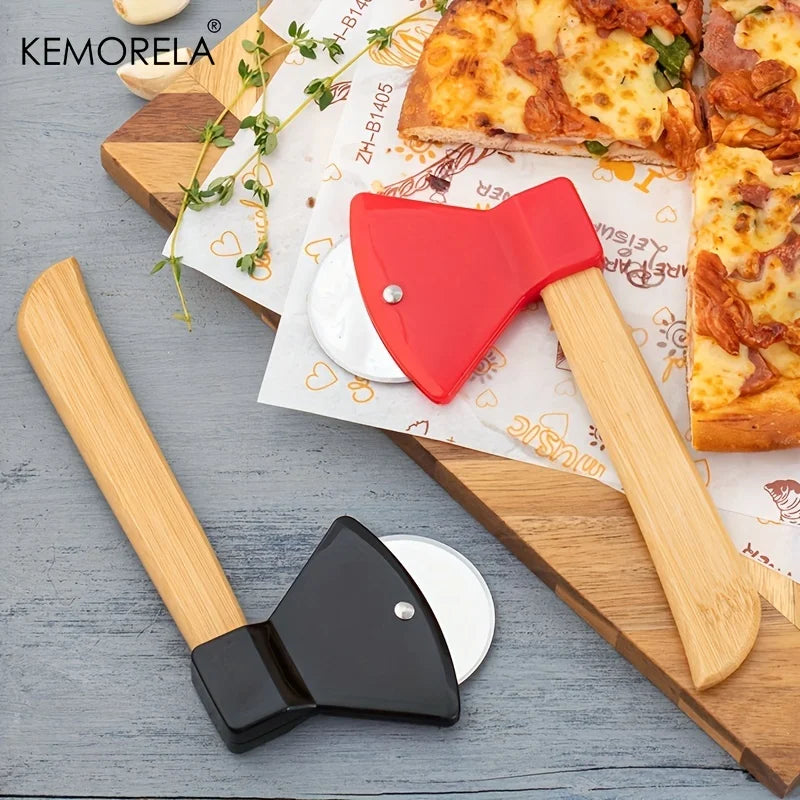 KEMORELA Pizza Cutter Axe – Stainless Steel & Wooden Handle Pizza Cutter Axl