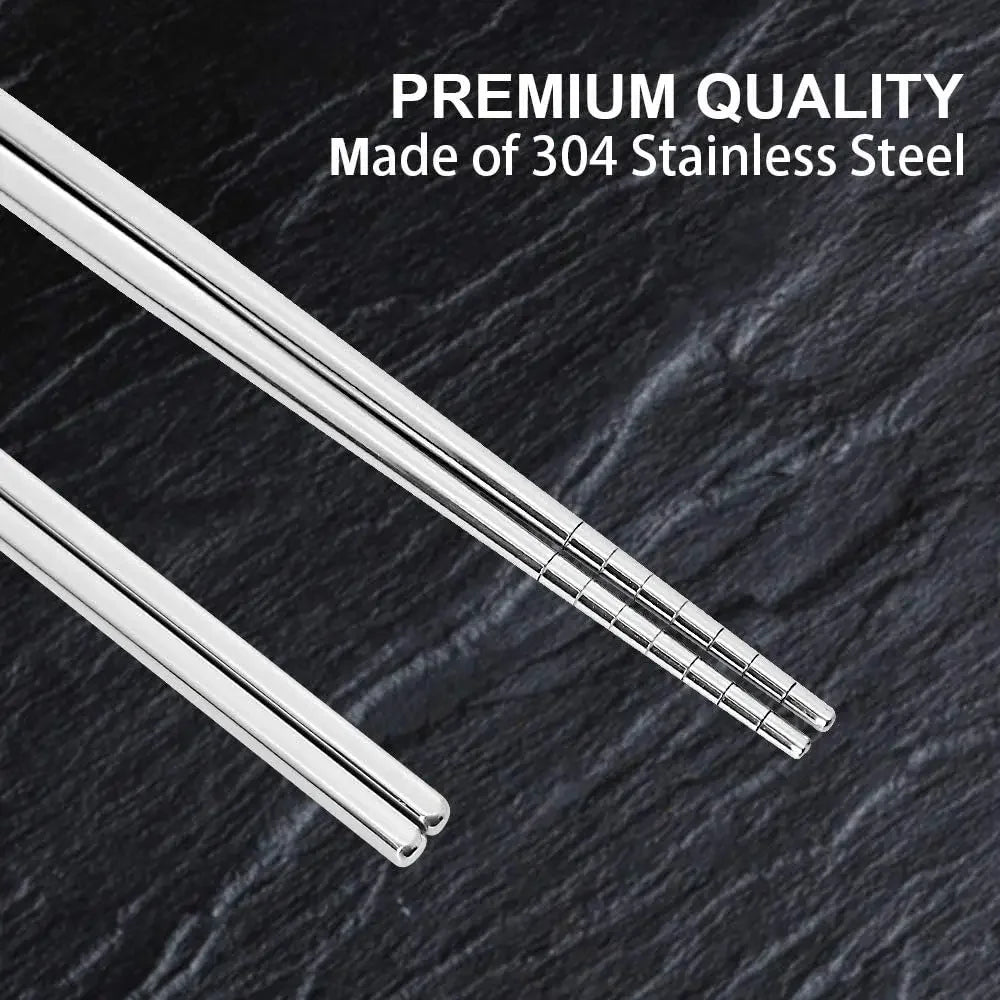 Stainless Steel Chopsticks Set – Non-Slip Reusable Cutlery Chopstick Cutlery Set Axl