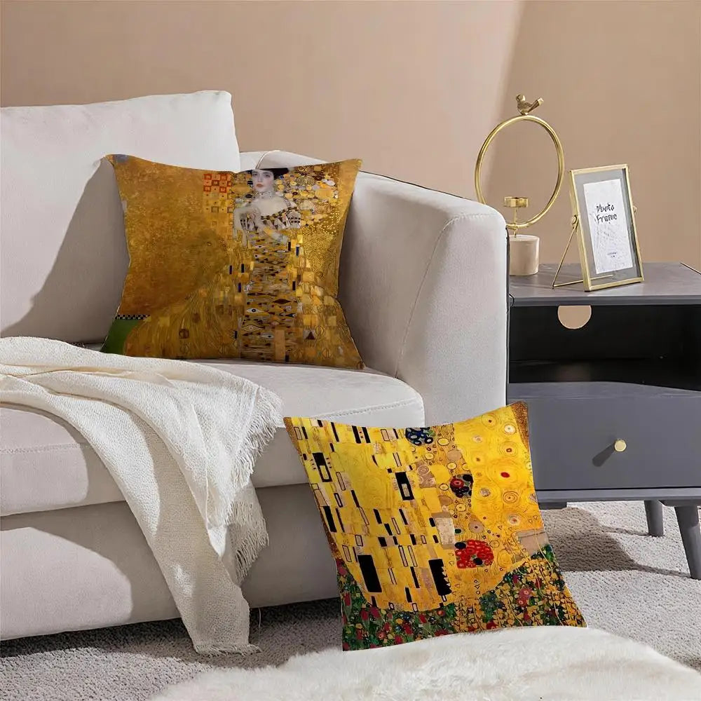 Gustav Klimt Art Pillow Case – Soft Fabric & Concealed Zipper Decorative Pillow Case Axl