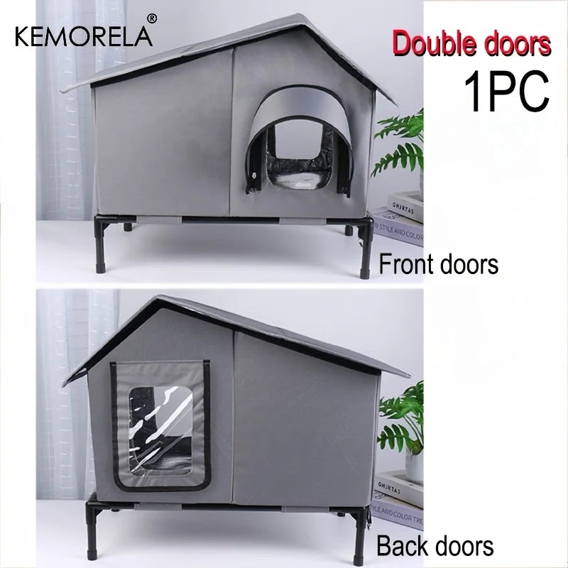 KEMORELA Winter Outdoor Cat House – Collapsible Feral Shelter Outdoor Pet Shelter Axl