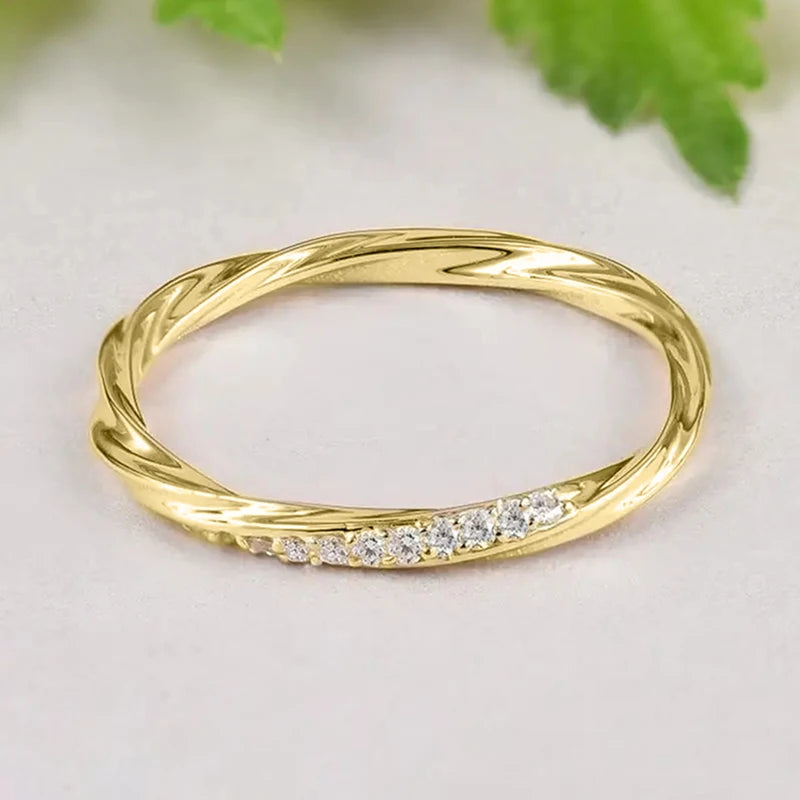 Huitan Thin CZ Ring Women – Silver & Gold Wedding Band Fashion Ring Axl Q890 9