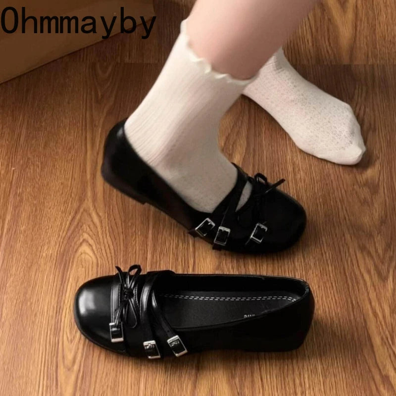Women's Silver Mary Jane Ballet Flats – Vintage Bow Dress Shoes Mary Jane Ballet Flats Axl