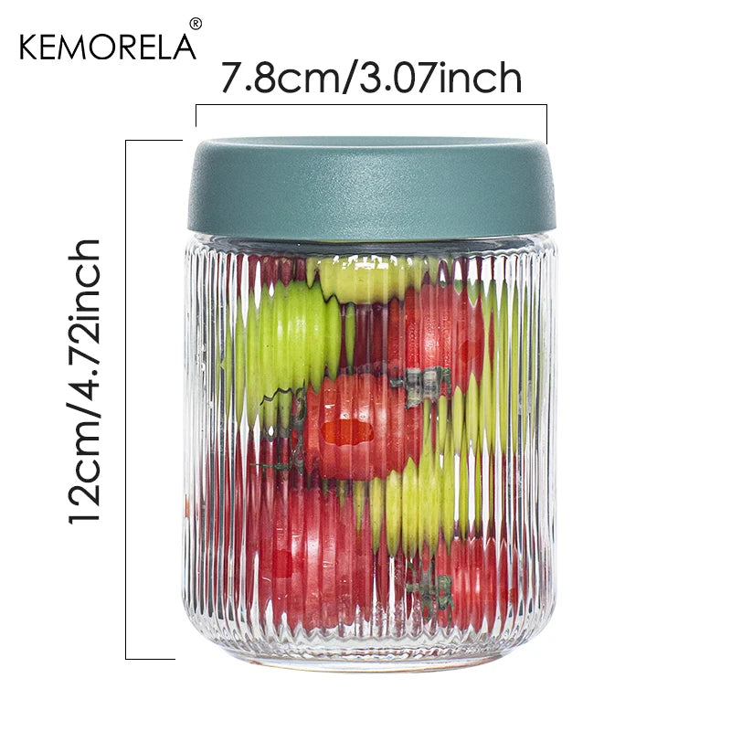 Airtight Glass Food Storage Jar – Leakproof Striped Canister Glass Storage Jar Axl