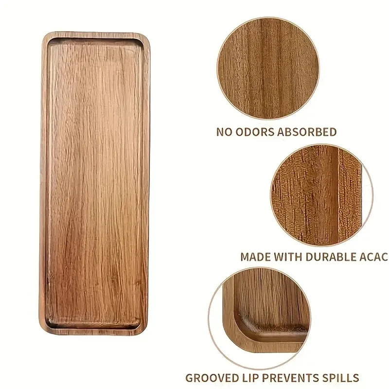 Solid Wood Fruit & Snack Serving Tray – Multi-Size Wooden Plate Wooden Serving Tray Axl