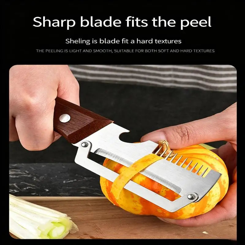 3-in-1 Stainless Steel Vegetable Peeler with Wooden Handle Vegetable Peeler Axl