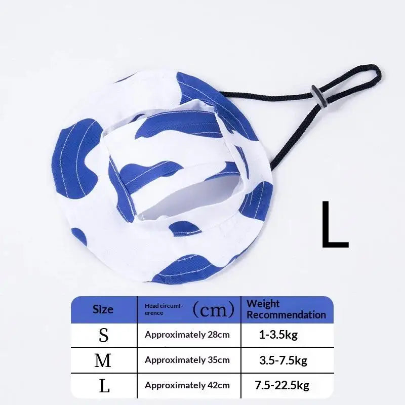 Pet Cowboy Hat with Ear Holes | Sun Hat for Cats & Small Dogs Pet Hat Accessory Axl Cow blue L