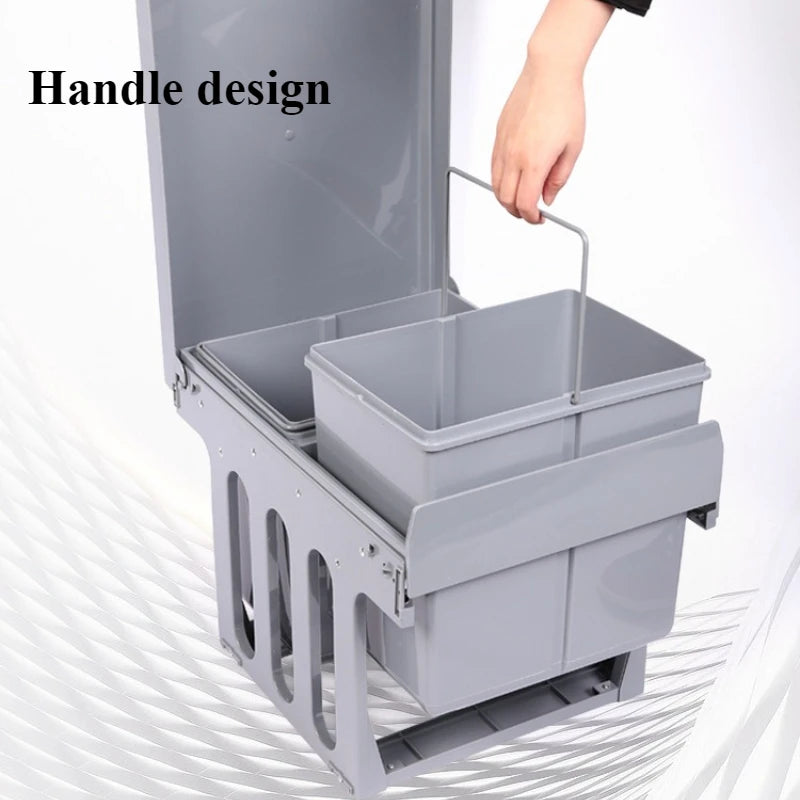 30L Dual-Compartment Embedded Kitchen Cabinet Trash Can Kitchen Waste Bin Axl