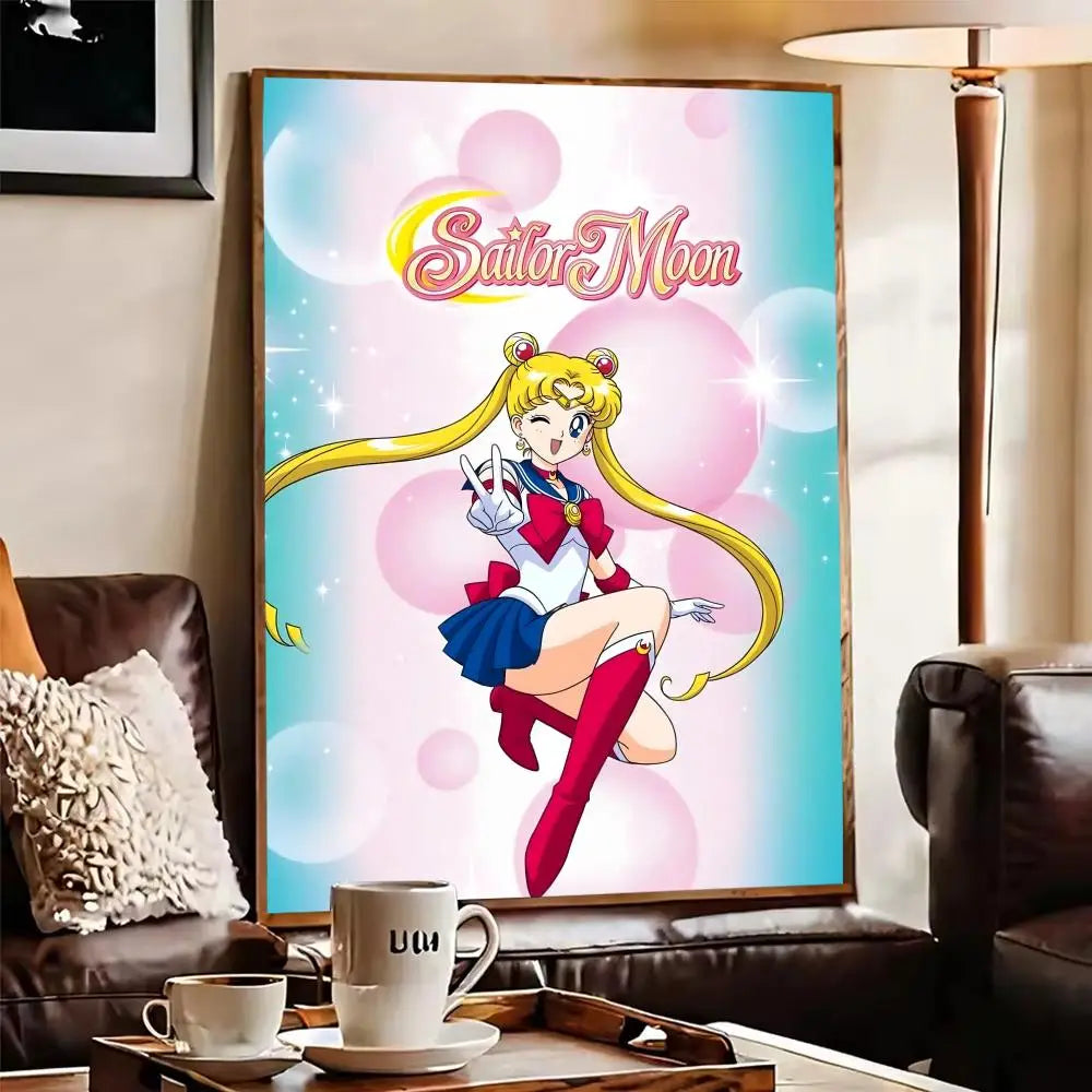 Sailor Moon Anime Self-Adhesive Poster Sticker | Wall Art Decor Anime Wall Poster Axl