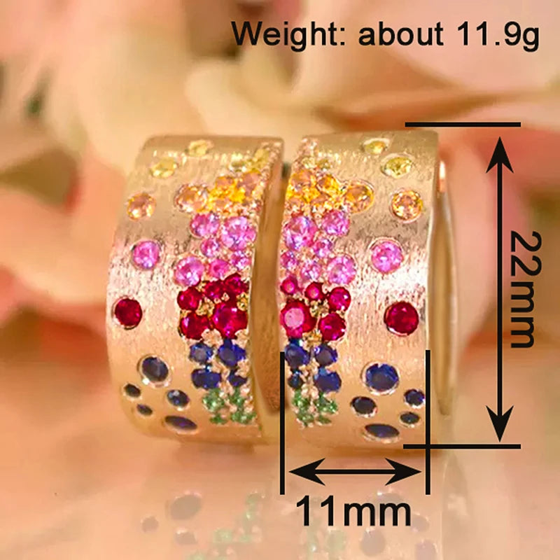 Huitan Colorful CZ Hoop Earrings – Gold Tone Women's Fashion CZ Hoop Earrings Axl