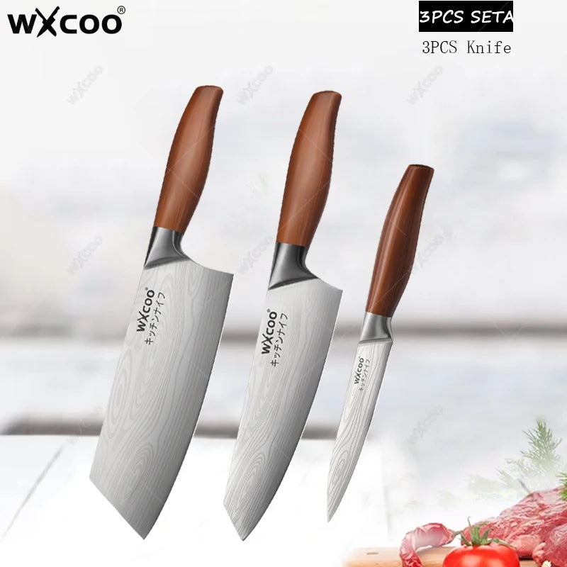WXCOO Professional Chef Knife Set – Sharp Stainless Steel Kitchen Kitchen Knife Set Axl 3PCS SET A