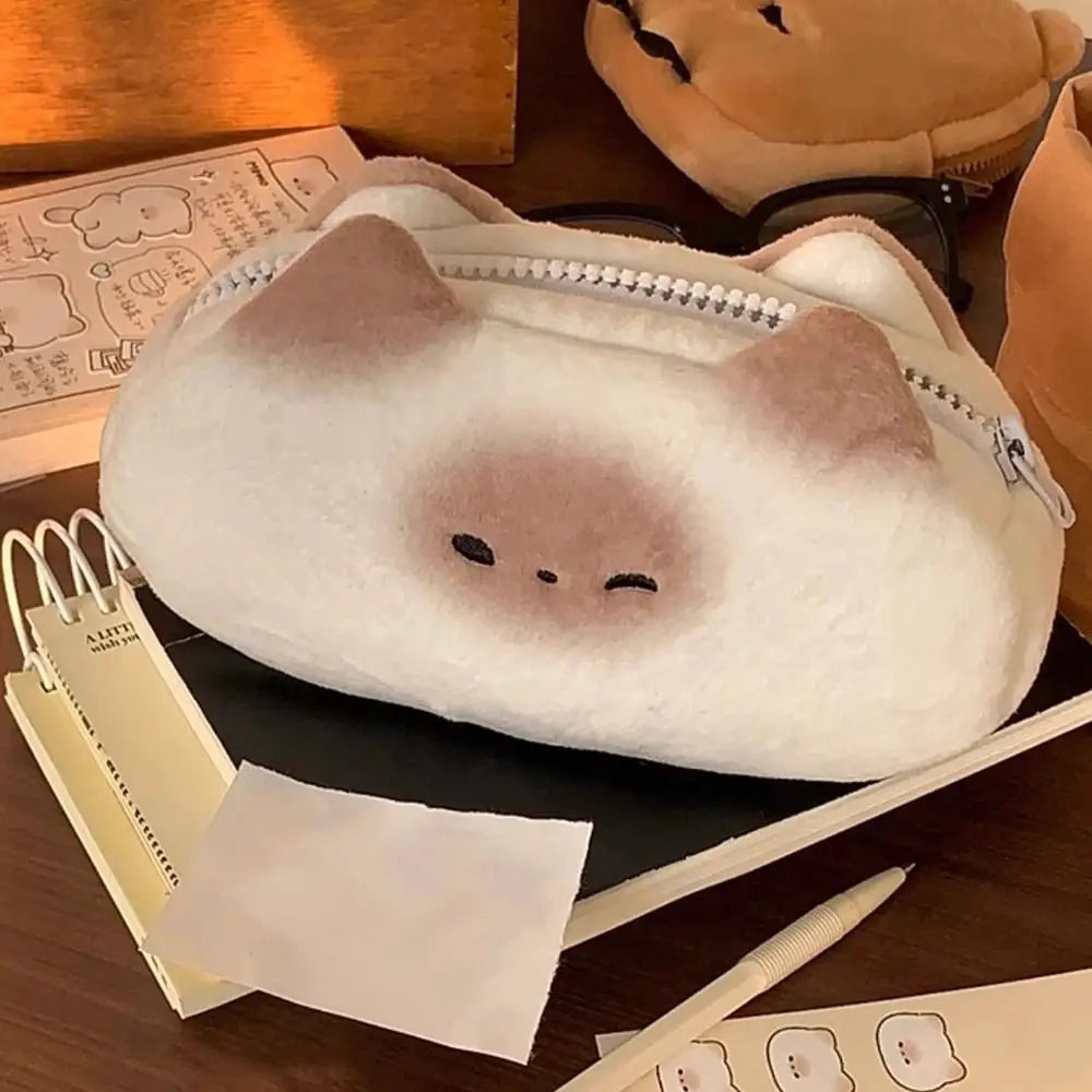 French Toast Plush Pencil Case – Large Capacity Pen Bag Plush Pencil Case Axl WHITE