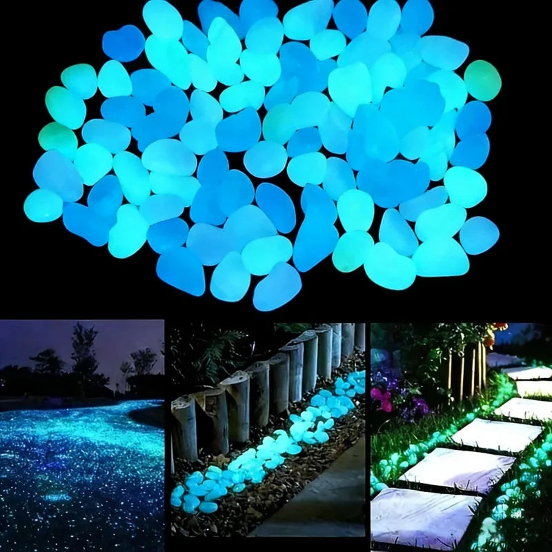 Glow in the Dark Garden Pebbles – Luminous Stones 100-300 Pcs Garden Décor Stones Axl