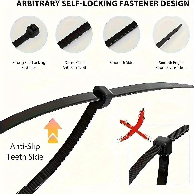 300 Pcs Heavy-Duty Nylon Cable Ties – Self-Locking Zip Ties Nylon Cable Ties Axl