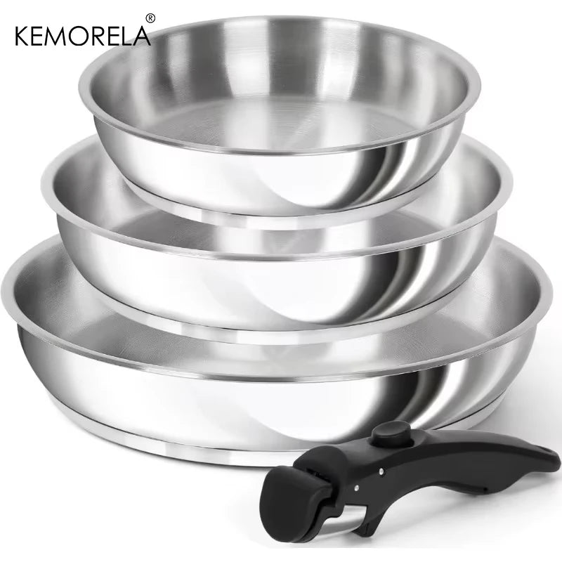 KEMORELA 316 Stainless Steel Pan Set | Stackable, Induction Safe Stainless Steel Pan Set Axl
