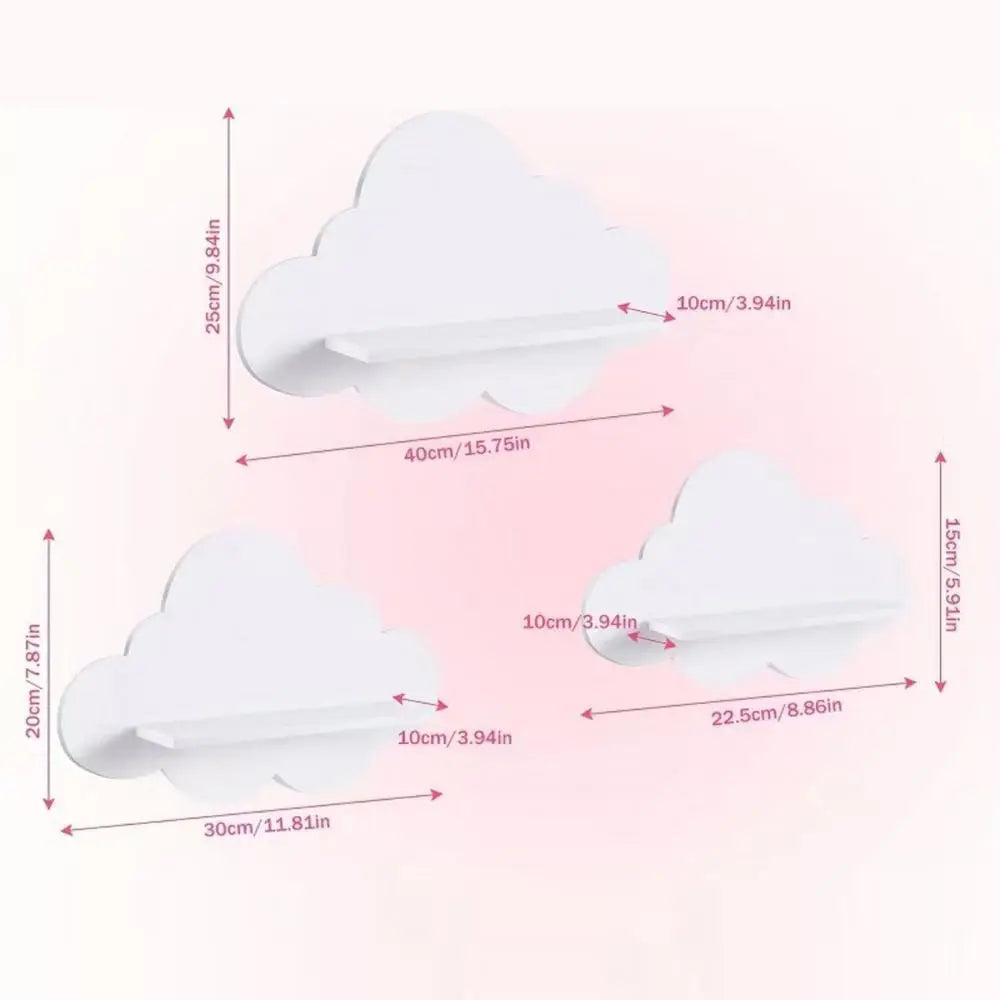 Cloud Shape Floating Wall Shelves – Set of 3 WPC Storage Rack Floating Wall Shelves Axl 3pcs