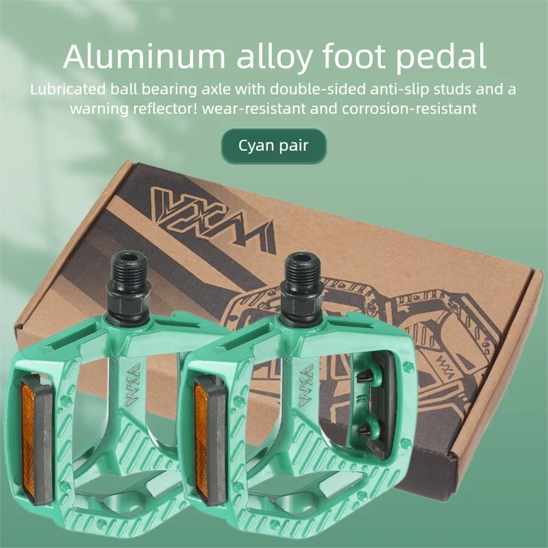 Ultralight Aluminum MTB Bike Pedals – Non-Slip Wide Platform Bike Pedals Axl Cyan