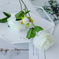 3-Head Artificial Peony Rose Bouquet – Wedding & Home Decor Artificial Flower Bouquet Axl WHITE