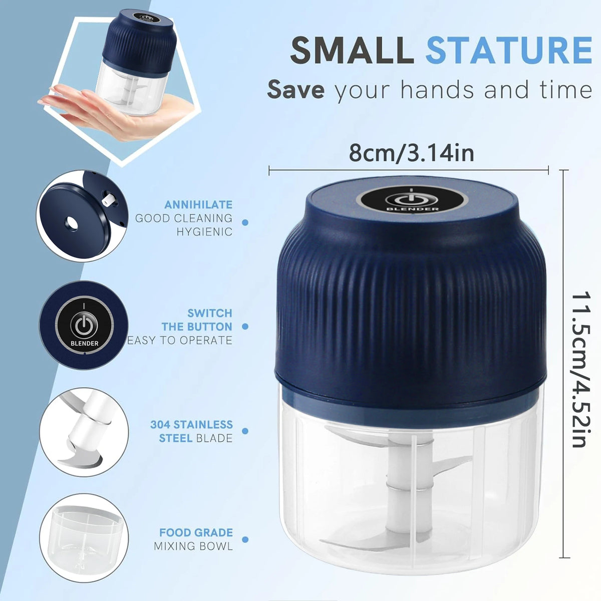 250ml USB Electric Mini Garlic Chopper & Vegetable Grinder Electric Food Chopper Axl