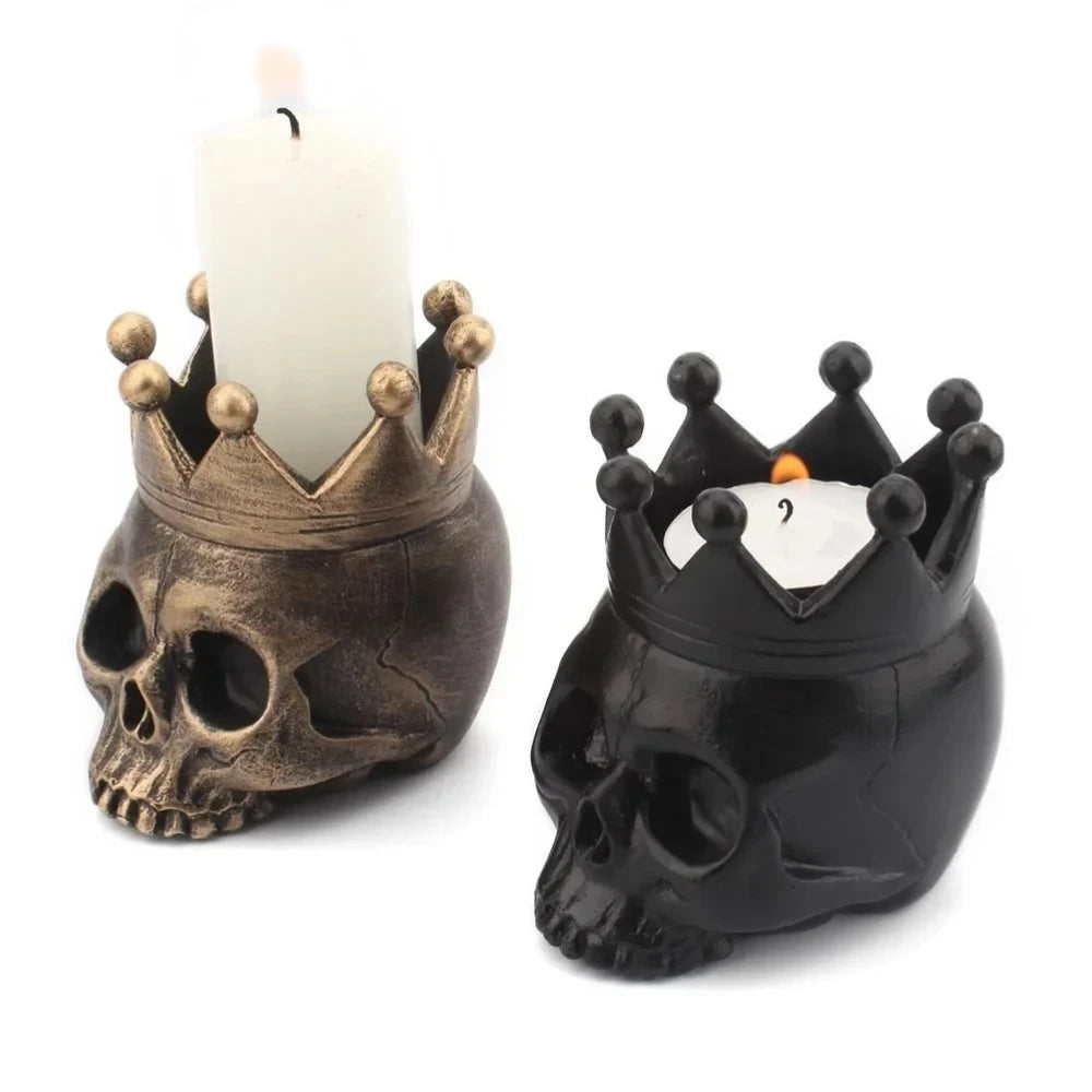 3D Skull Crown Candle Holder – Resin Skeleton Candlestick Skull Candle Holder Axl