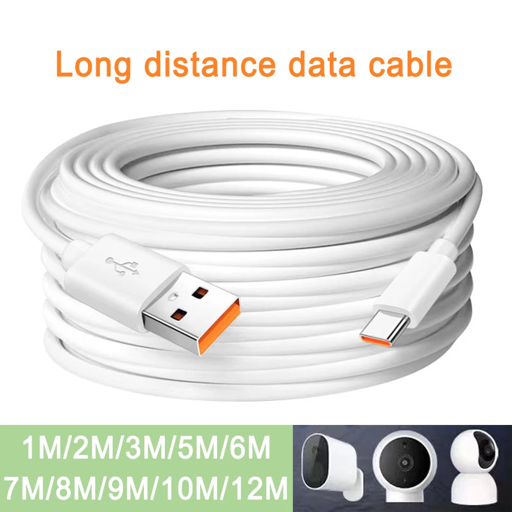 Extra Long USB Type-C Cable 5m–12m | Android, Camera & CCTV USB Charging Cable Axl