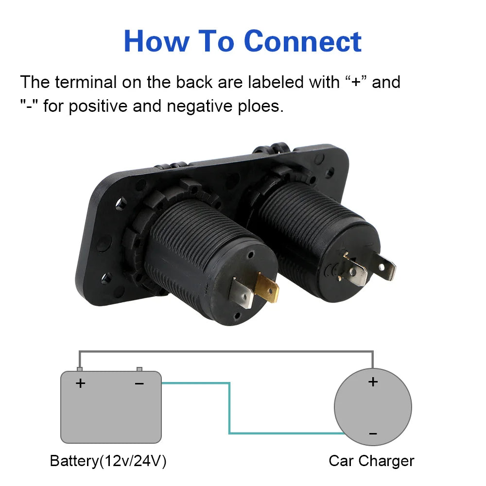12–24V Dual USB Car Charger Socket Splitter | Car & RV USB Car Charger Axl