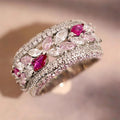 Huitan Colorful Sparkling CZ Women's Fashion Ring | Sizes 5–14 Fashion CZ Ring Axl A760 9