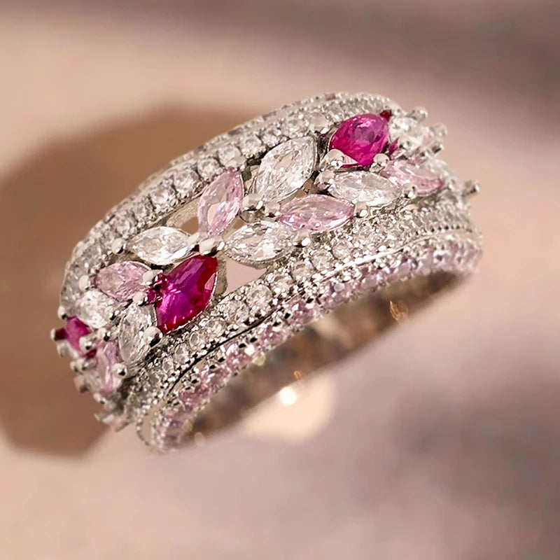 Huitan Colorful Sparkling CZ Women's Fashion Ring | Sizes 5–14 Fashion CZ Ring Axl A760 9